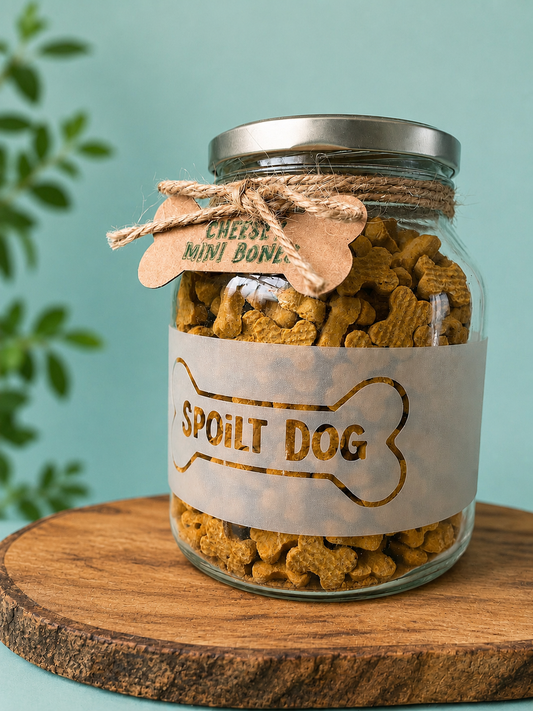 Spoilt dog refillable treat jar