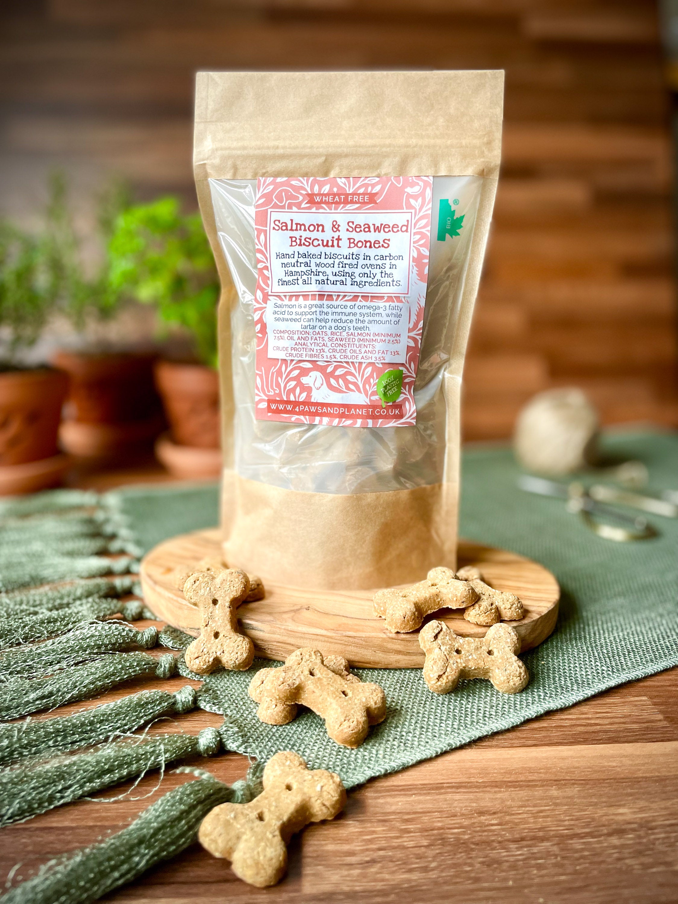 Salmon and seaweed dog biscuits – grain free healthy protein treats for dogs