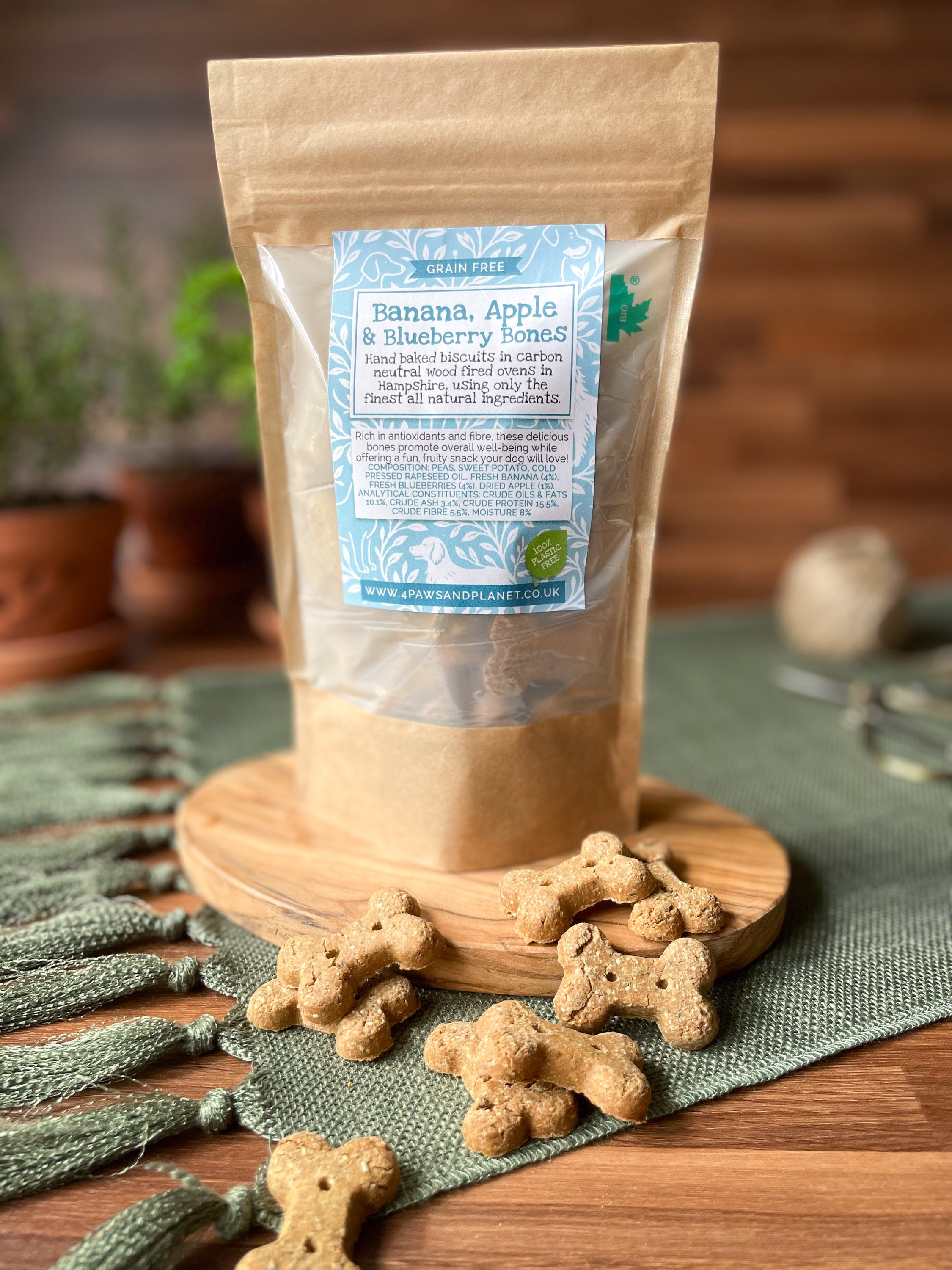 Grain free banana apple and blueberry dog biscuits